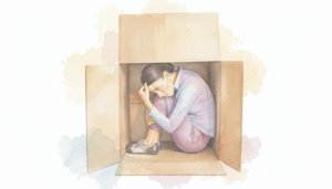 woman trapped in a box
