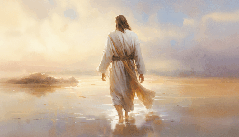 Jesus walking on calm water
